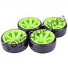 Колеса для дрифта 1/10 резина пластик, зеленые, 4 шт. (Drift-PW60x26-GR)