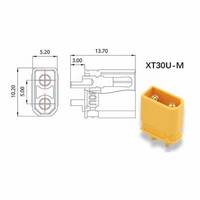  Разъем силовой XT30U "папа" 2 мм, 1 шт. (XT30U-Plug-M)