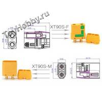  Разъем антиискровый XT90 "папа" + "мама" 4.5 мм (XT90S-Plug)